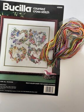 3/$30 Bucilla Floral Wreaths Cross-Stitch Kit with Multicolor Floss